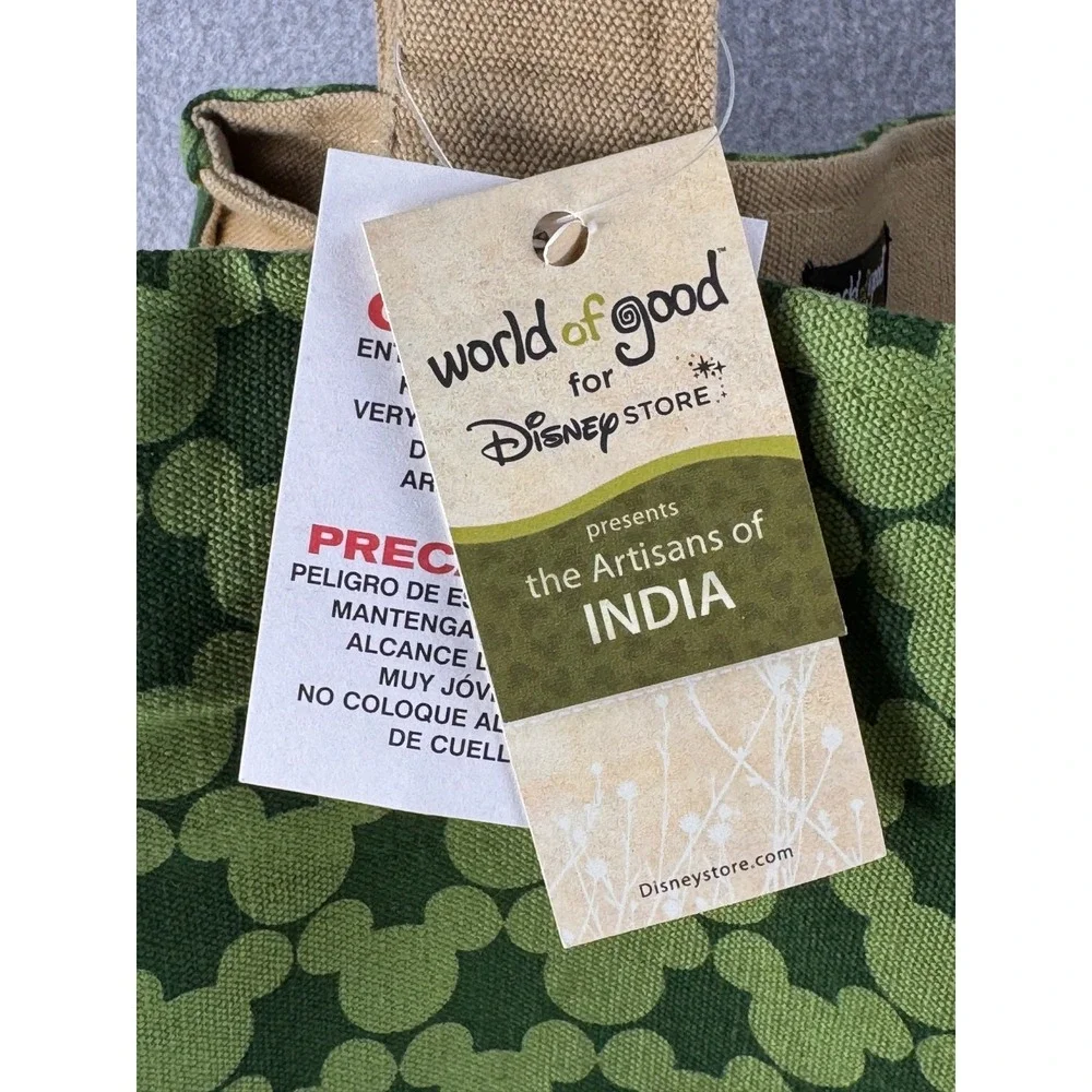 NWT Vintage 2009 Disney World of Good Mickey Mouse Green Canvas‎ Tote Bag Rare